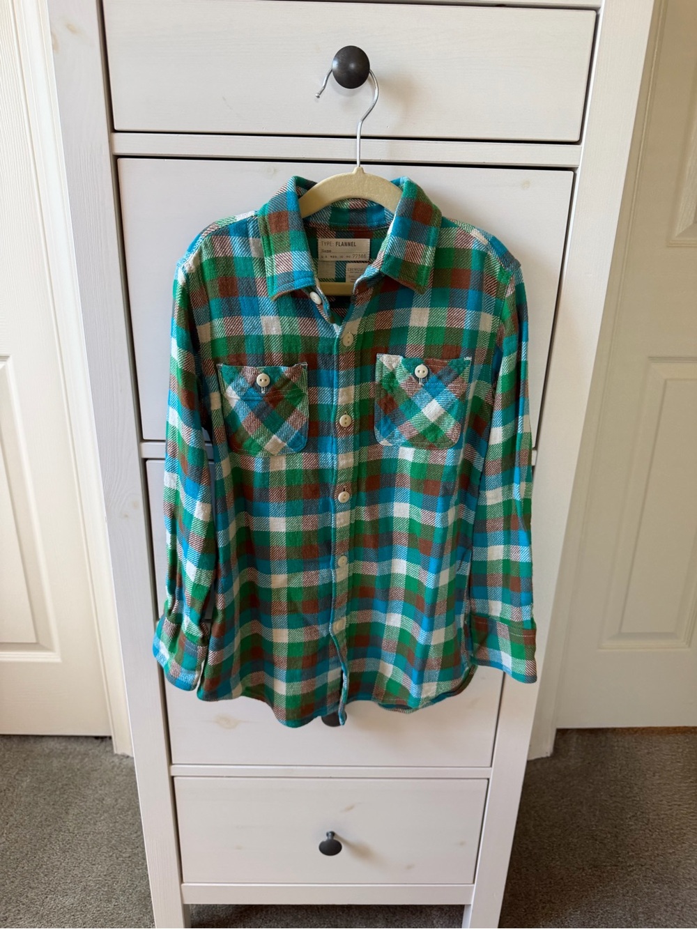 JCrew Crewcuts Green and Blue Plaid Flannel Button-Down Shirt